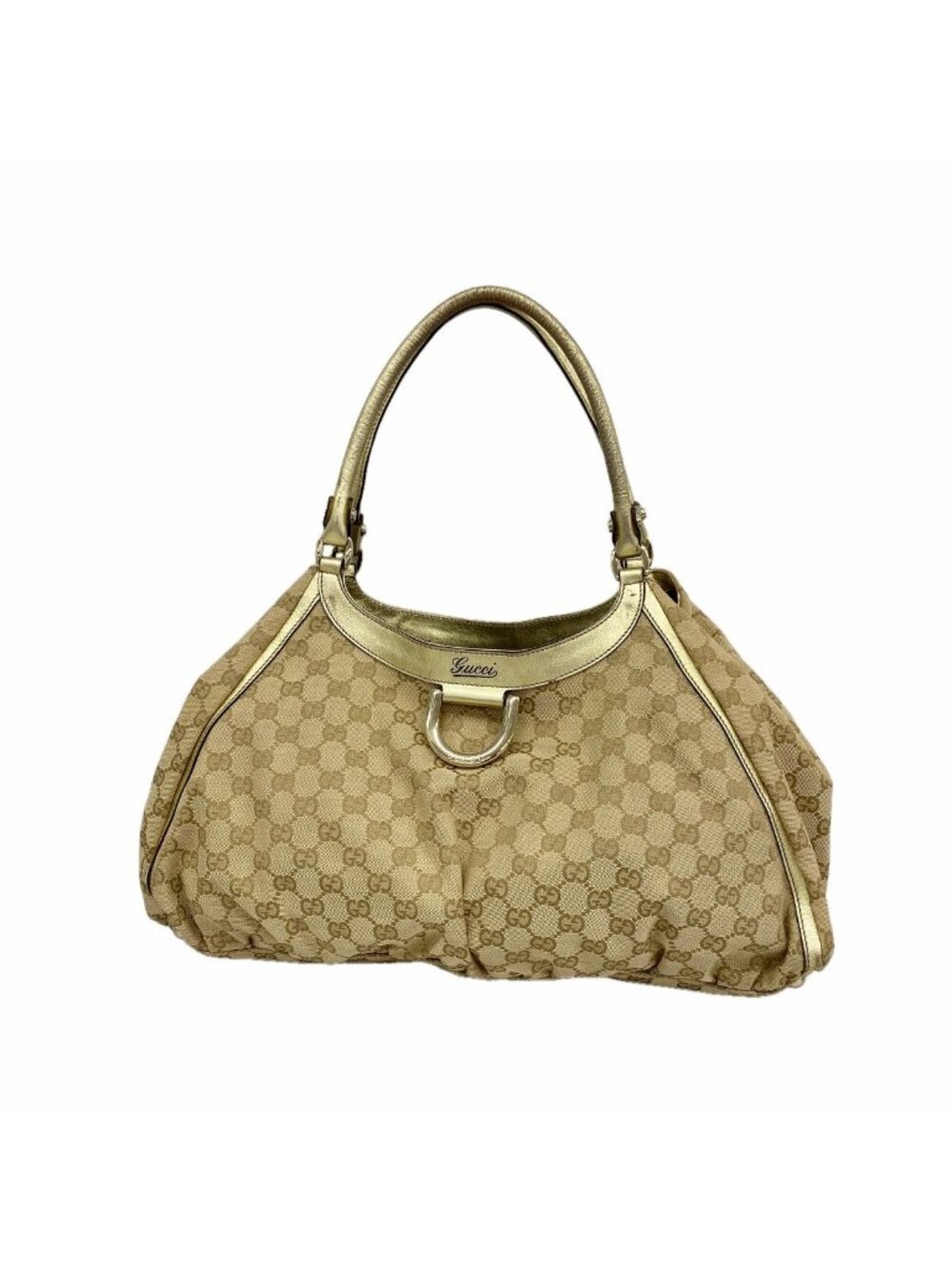 Gucci Tote Bag GG Canvas Abbey Beige Gold